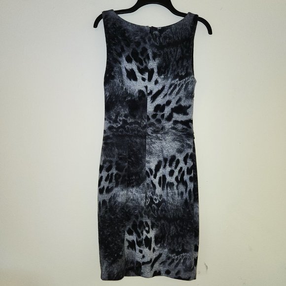 Cache SL Lined Black White Animal Print Sheath Dress 6 - Picture 5 of 14